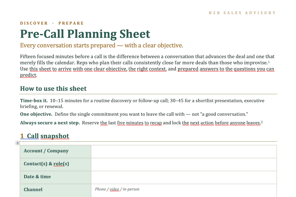 Preview: Pre-Call Planning